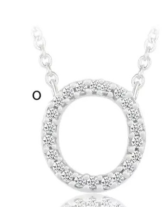 Charm Diamond Sterling silver & diamond o initial necklace offer