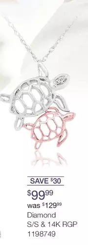 Charm Diamond Sterling silver and rose gold plated diamond mother's love turtle pendant offer