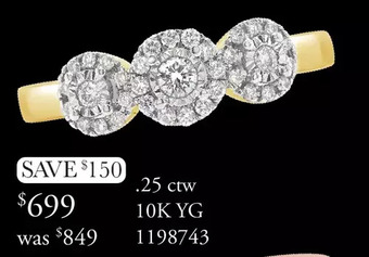Charm Diamond 0.25 ctw 10k yg ring offer