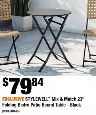 Home Depot Stylewell mix & match 23'' folding bistro patio round table-black offer