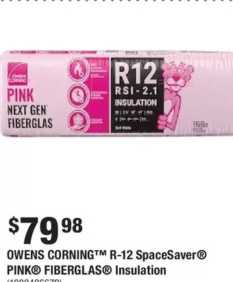 Home Depot Owens corning r-12 spacesaver pink fiberglas insulation offer