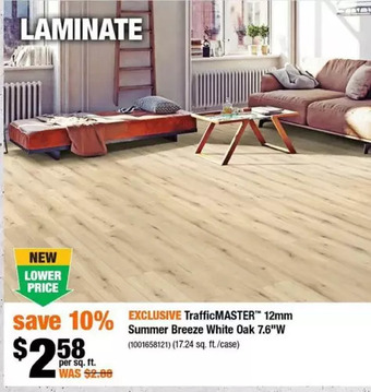 Home Depot Trafficmaster 12mm summer breeze white oak 7.6w offer