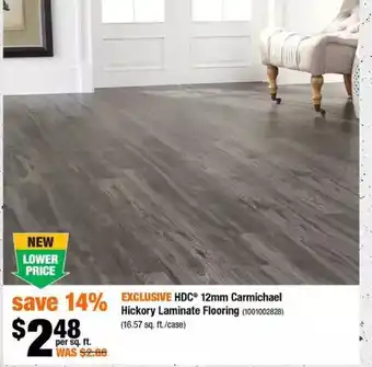 Home Depot Hdc 12mm carmichael hickory laminate flooring offer
