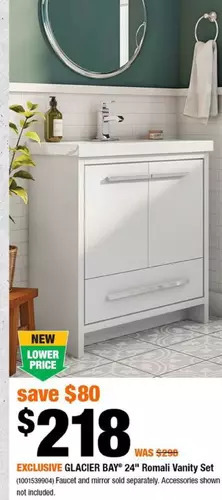Home Depot Glacier bay 24 romali vanity set offer
