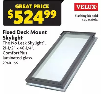 Home Hardware Fixed deck mount skylight offer