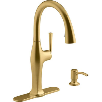 Home Depot Kohler sundae pulldown kitchen faucet in brushed brass offer