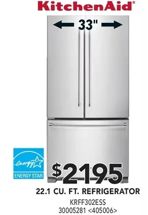 Lowe's Kitchenaid 22.1 cu. ft. refrigerator offer