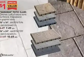 RONA Oldcastle saranak patio slabs offer