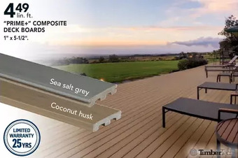 RONA Timbertech prime+ composite deck boards offer
