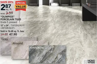 RONA Mono serra olimpios porcelain tiles offer