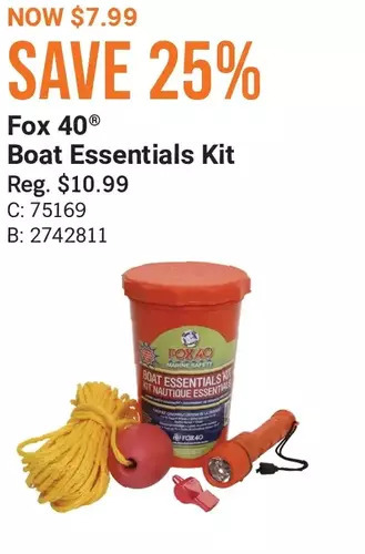 Cabela's Fox 40 boat essentials kit offer