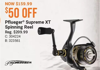 Cabela's Pflueger supreme xt spinning reel offer