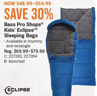 Bass Pro Bass pro shops kids' eclipse sleeping bags offer
