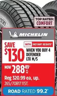 Canadian Tire Michelin defender ltx m/s offer