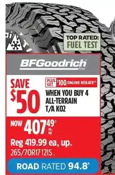 Canadian Tire Bfgoodrich all-terrain t/a ko2 tires offer