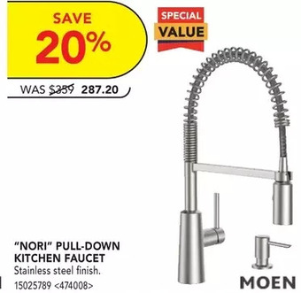 Lowe's Moen nori pull-down kitchen faucet offer