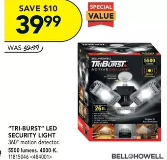 Lowe's Bell+howell tri-burst led security light offer