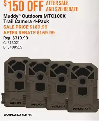 Cabela's Muddy outdoors mtc100x trail camera 4-pack offer
