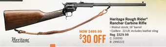 Cabela's Heritage rough rider rancher carbine rifle offer
