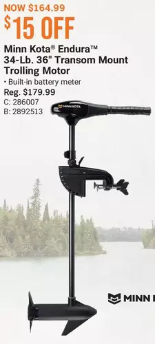 Cabela's Minn kota endura 34-lb. 36 transom mount trolling motor offer
