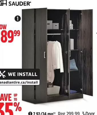 Canadian Tire Sauder 3-door wardrobe espresso offer