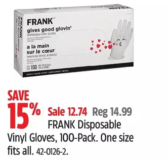 Canadian Tire Frank disposable vinyl gloves, 100-pack. one size fits all offer