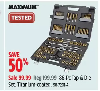 Canadian Tire Maximum 86-pc tap & die set. titanium-coated offer