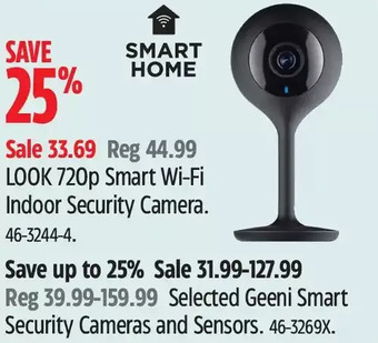 Canadian Tire Look 720p smart wi-fi indoor security camera offer