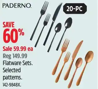 Canadian Tire Paderno flatware sets, 20-pc. offer