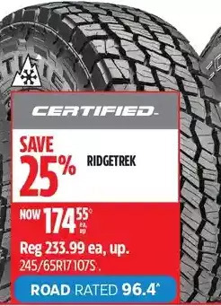 Canadian Tire Certified ridgetrek tires offer