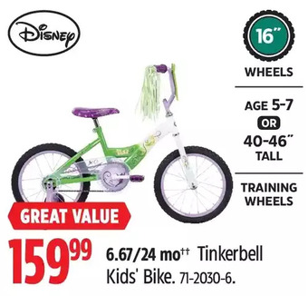 Canadian Tire Tinkerbell kids' bike offer