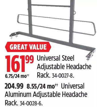 Canadian Tire Universal steel adjustable headache rack offer