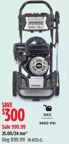 Canadian Tire Simoniz gas 3400 psi offer