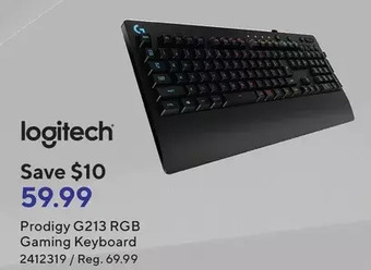 Staples Logitech prodigy g213 rgb gaming keyboard offer
