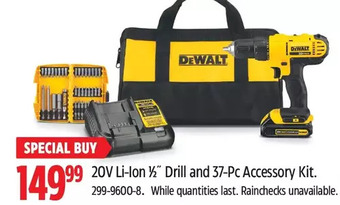 Canadian Tire Dewalt 20v li-ion 1/2 drill and 37-pc accessory kit offer