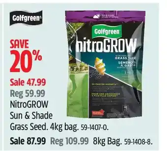 Canadian Tire Golfgreen nitrogrow sun & shade grass seed. 4kg bag offer