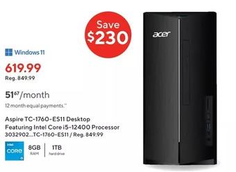 Staples Aspire tc-1760-es11 desktop offer