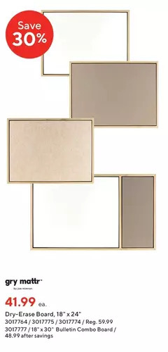 Staples Gry mattr dry-erase board offer