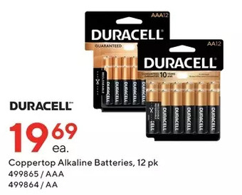 Staples Duracell coppertop alkaline batteries offer