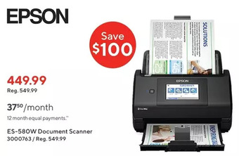 Staples Epson es-580w document scanner offer