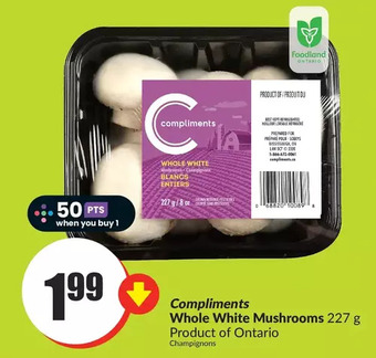 FreshCo Compliments whole white mushrooms offer