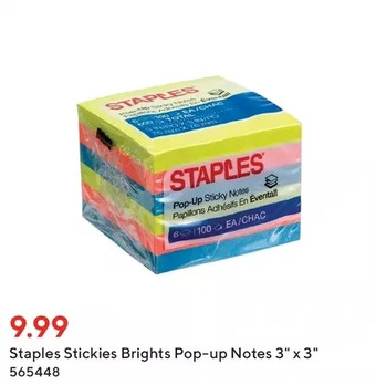 Staples Staples stickies brights pop-up notes offer