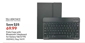 Staples Blu-element folio case with bluetooth keyboard for galaxy tab s7 fe offer