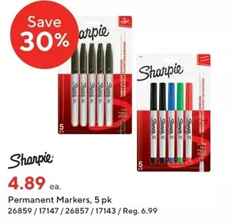Staples Sharpie permanent markers offer