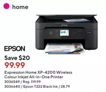 Staples Epson expression home xp-4200 wireless colour inkjet all-in-one printer | epson t222 black ink offer