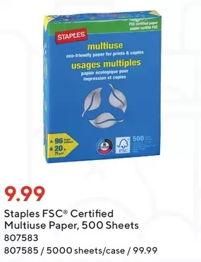 Staples Staples fsc certified multiuse paper offer