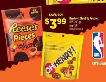 FreshCo Hershey's stand up pouches offer