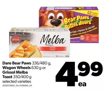 Real Canadian Superstore Dare bear paws, wagon wheels or grissol melba toast offer