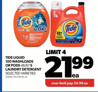 Real Canadian Superstore Tide liquid 100 washloads or pods laundry detergent offer