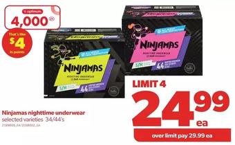 Real Canadian Superstore Ninjamas nighttime underwear offer
